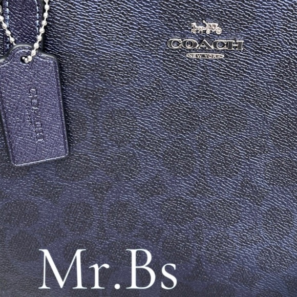 Coach Fiona Zip Tote Bag in Blue Metallic Purse - Picture 2 of 7